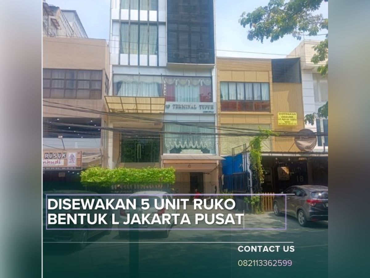 Disewakan 5 Unit Ruko Bentuk L Strategis di Jakarta Pusat P1252